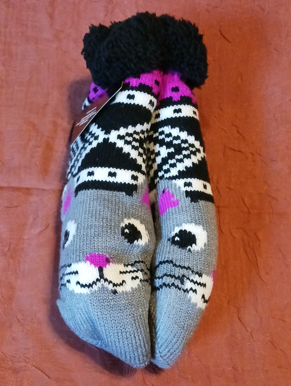 Cat Character Slipper Socks With Gripper Bottom